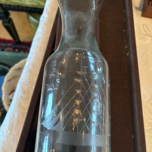 Etched Glass Carafe, Bud Vase And Flute Glass - Image 3