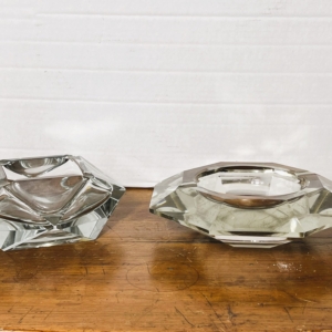 2 Heavy Glass Ashtrays - Val St. Lambert Belgium